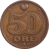 1991 50 ORE DENMARK - WORLD COINS - Cambridgeshire Coins