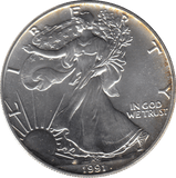 1991 AMERICAN EAGLE SILVER DOLLAR USA - SILVER WORLD COINS - Cambridgeshire Coins