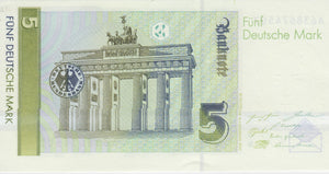 1991 FIVE MARK GERMAN BANKNOTE GERMANY REF 779 - World Banknotes - Cambridgeshire Coins