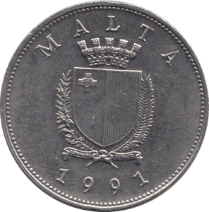 1991 MALTA ONE LIRA - WORLD COINS - Cambridgeshire Coins