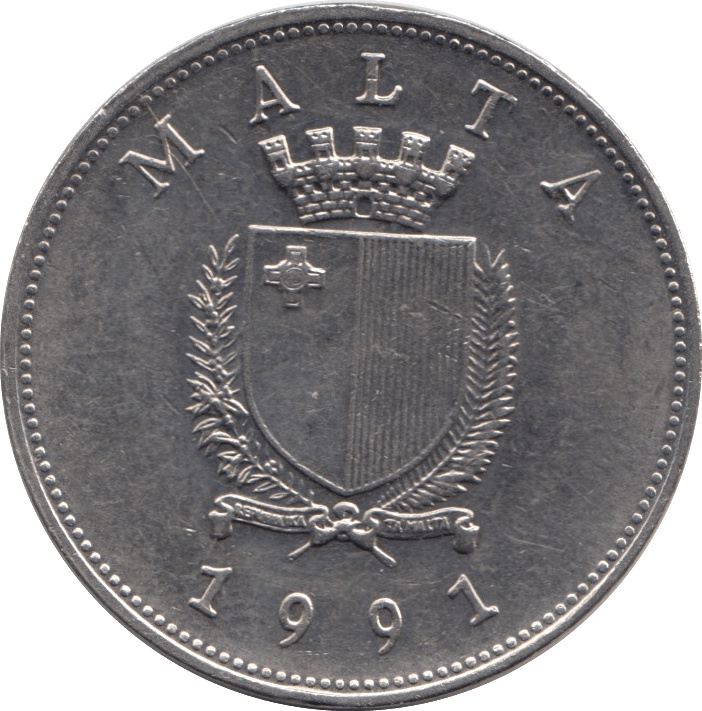 1991 MALTA ONE LIRA - WORLD COINS - Cambridgeshire Coins