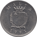1991 MALTA ONE LIRA - WORLD COINS - Cambridgeshire Coins