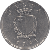 1991 MALTA ONE LIRA - WORLD COINS - Cambridgeshire Coins