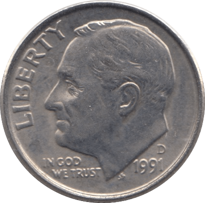 1991 ONE DIME USA - SILVER WORLD COINS - Cambridgeshire Coins