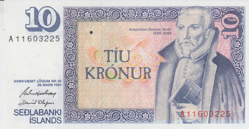 1991 TEN KRONUR ICELAND BANKNOTE ICELAND REF 800 - World Banknotes - Cambridgeshire Coins