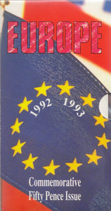 1992 1993 Europe Brilliant Uncirculated 50p Coins 2 Coin Pack EEC Council RARE - 50p BU Pack - Cambridgeshire Coins