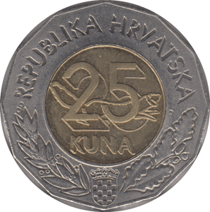 1992 25 KUNA CROATIA - WORLD COINS - Cambridgeshire Coins