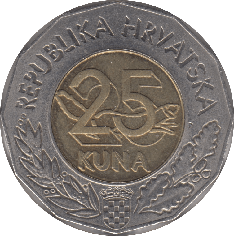 1992 25 KUNA CROATIA - WORLD COINS - Cambridgeshire Coins
