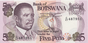 1992 5 PULA BANKNOTE BOTSWANA REF 595 - World Banknotes - Cambridgeshire Coins