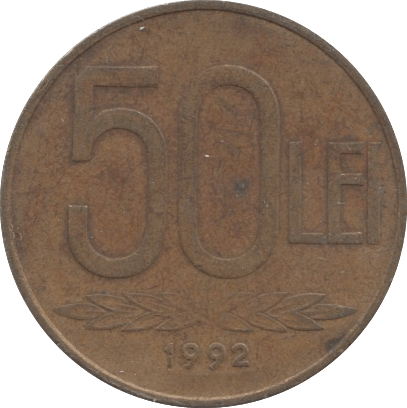 1992 50 LEI ROMANIA - WORLD COINS - Cambridgeshire Coins