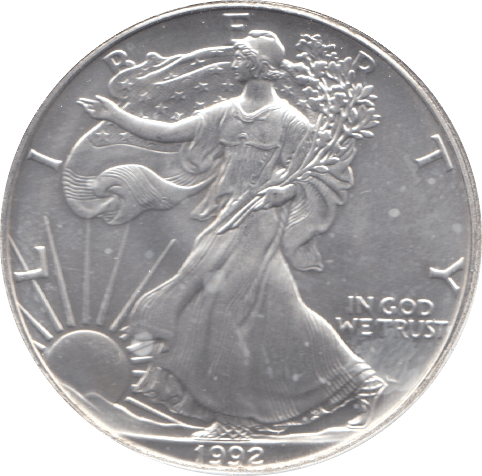 1992 AMERICAN EAGLE SILVER DOLLAR USA - SILVER WORLD COINS - Cambridgeshire Coins