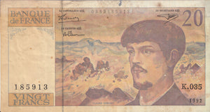 1992 BANK OF FRANCE 20 FRANCS BANKNOTE REF 1281 - World Banknotes - Cambridgeshire Coins