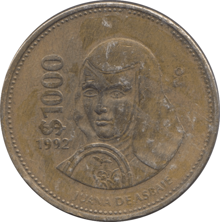 1992 ONE THOUSAND DOLLAR PESOS MEXICO - WORLD COINS - Cambridgeshire Coins