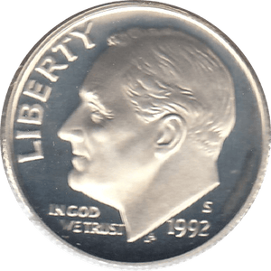 1992 SILVER DIME USA ( PROOF ) - SILVER WORLD COINS - Cambridgeshire Coins