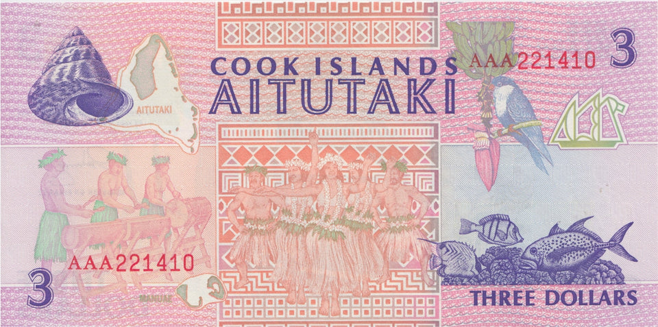 1992 THREE DOLLARS BANKNOTE COOK ISLANDS REF 624 - World Banknotes - Cambridgeshire Coins