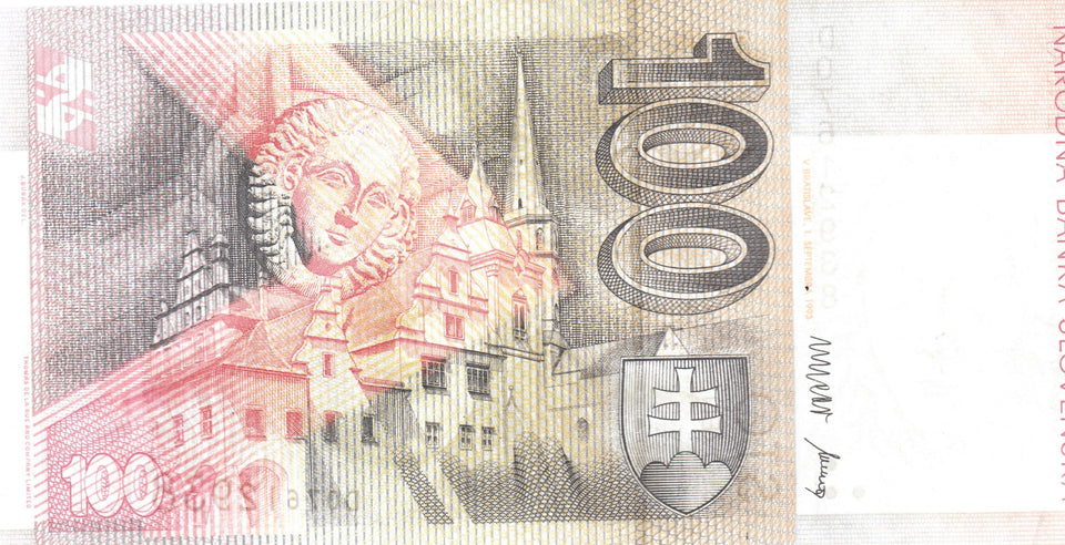 1993 100 KORUN NARODNA BANKA SLOVENSKA SLOVAKIAN BANKNOTE REF 130 - WORLD BANKNOTES - Cambridgeshire Coins