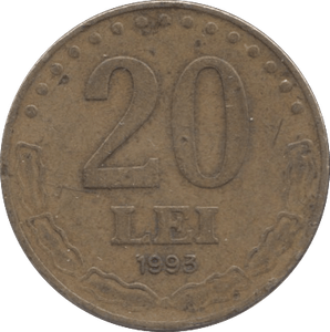 1993 20 LEI ROMANIA - WORLD COINS - Cambridgeshire Coins