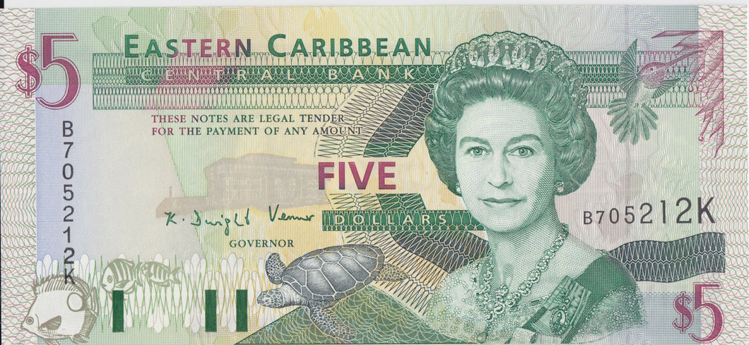 1993 FIVE DOLLARS EASTERN CARIBBEAN STATE BANKNOTE CARIBBEAN REF 713 - World Banknotes - Cambridgeshire Coins