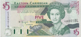 1993 FIVE DOLLARS EASTERN CARIBBEAN STATE BANKNOTE CARIBBEAN REF 715 - World Banknotes - Cambridgeshire Coins
