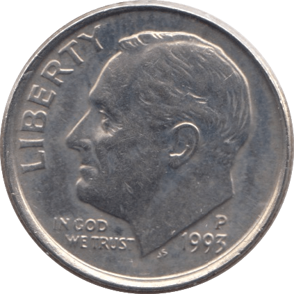 1993 ONE DIME USA PHILADELPHIA MINT - SILVER WORLD COINS - Cambridgeshire Coins