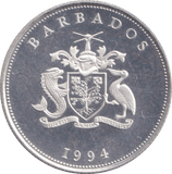 1994 1 DOLLAR BARBADOS - WORLD COINS - Cambridgeshire Coins