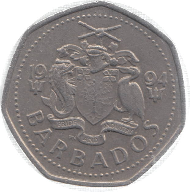 1994 BARBADOS ONE DOLLAR - WORLD COINS - Cambridgeshire Coins