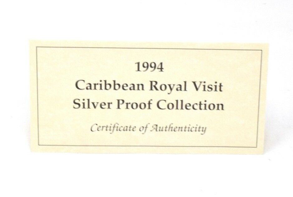 1994 Caribbean Dollars Royal Visit Silver Proof Coin Collection BOX + COA - Silver Proof Piedfort - Cambridgeshire Coins