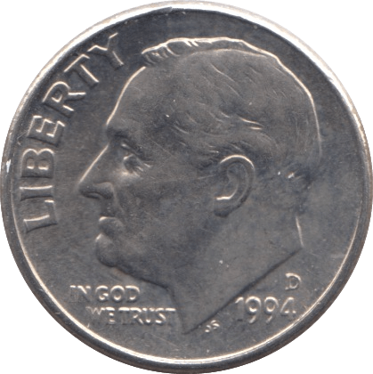 1994 ONE DIME USA - SILVER WORLD COINS - Cambridgeshire Coins