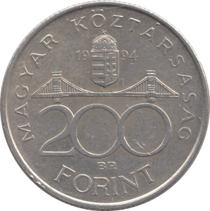 1994 SILVER 200 FORINT HUNGARY - SILVER WORLD COINS - Cambridgeshire Coins