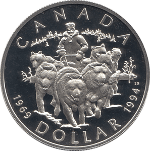1994 SILVER ONE DOLLAR ROYAL CANADIAN MINT HUSKIES WITH COA - SILVER WORLD COINS - Cambridgeshire Coins