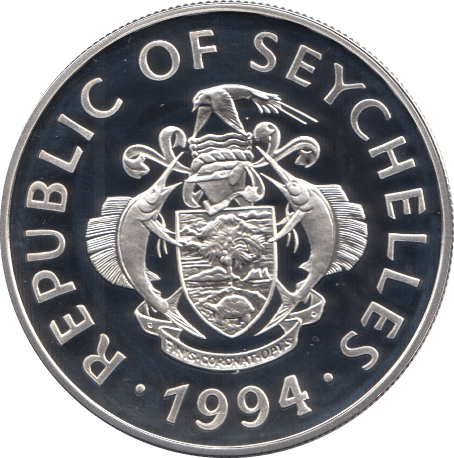 1994 SILVER PROOF 25 RUPEES SEYCHELLES 925 SILVER (COA) REF 13 - SILVER PROOF COMMEMORATIVE - Cambridgeshire Coins