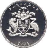 1994 SILVER PROOF 5 DOLLARS BARBADOS 925 SILVER (COA) REF 14 - SILVER PROOF COMMEMORATIVE - Cambridgeshire Coins