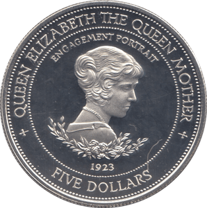 1994 SILVER PROOF QUEEN MOTHER 5 DOLLARS BARBADOS 925 SILVER - SILVER WORLD COINS - Cambridgeshire Coins