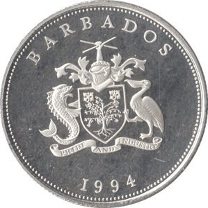 1994 SILVER PROOF QUEEN MOTHER ONE DOLLAR BARBADOS 925 SILVER - SILVER WORLD COINS - Cambridgeshire Coins