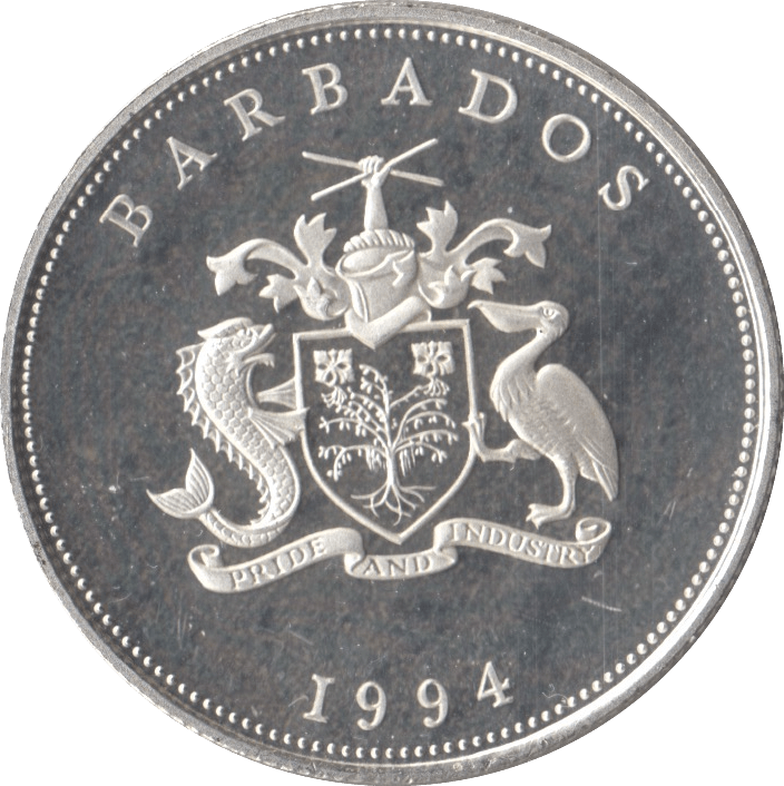 1994 SILVER PROOF QUEEN MOTHER ONE DOLLAR BARBADOS 925 SILVER - SILVER WORLD COINS - Cambridgeshire Coins