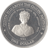 1994 SILVER PROOF QUEEN MOTHER ONE DOLLAR BARBADOS 925 SILVER - SILVER WORLD COINS - Cambridgeshire Coins