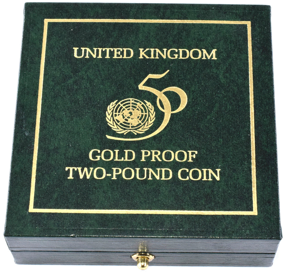 1995 Gold Proof £2 United Nations Peace Coin BOX COA Double Sovereign - Gold Proof £2 - Cambridgeshire Coins