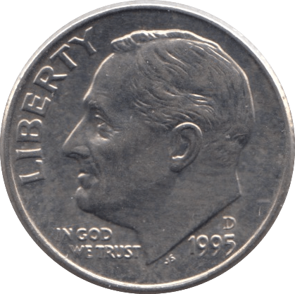 1995 ONE DIME USA - SILVER WORLD COINS - Cambridgeshire Coins