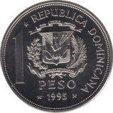 1995 PESO DOMINICAN REPUBLIC - SILVER WORLD COINS - Cambridgeshire Coins