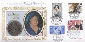 1995 QUEEN ELIZABETH QUEEN MOTHER CROWN COIN COVER SIGNED BY RACHEL BOWES LYON REF CC61 - coin covers - Cambridgeshire Coins