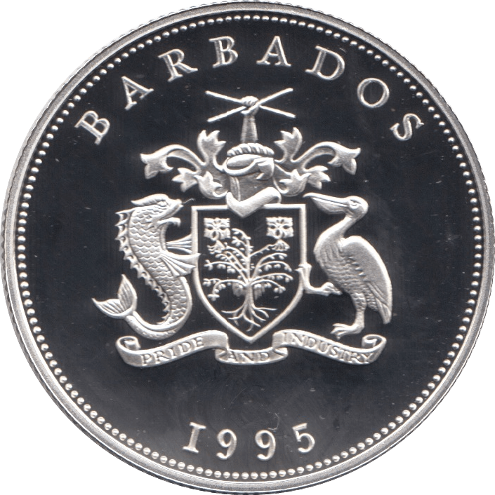 1995 SILVER PROOF 1 DOLLAR BARBADOS 925 SILVER REF C5 - SILVER PROOF COMMEMORATIVE - Cambridgeshire Coins