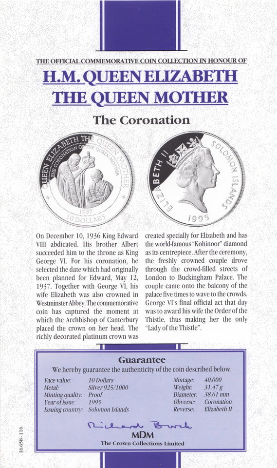 1995 SILVER PROOF 10 DOLLARS SOLOMON ISLANDS 925 SILVER (COA)REF C12 - SILVER PROOF COMMEMORATIVE - Cambridgeshire Coins