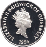1995 SILVER PROOF 5 POUNDS GUERNSEY 925 SILVER (COA) REF 21 - SILVER PROOF COMMEMORATIVE - Cambridgeshire Coins