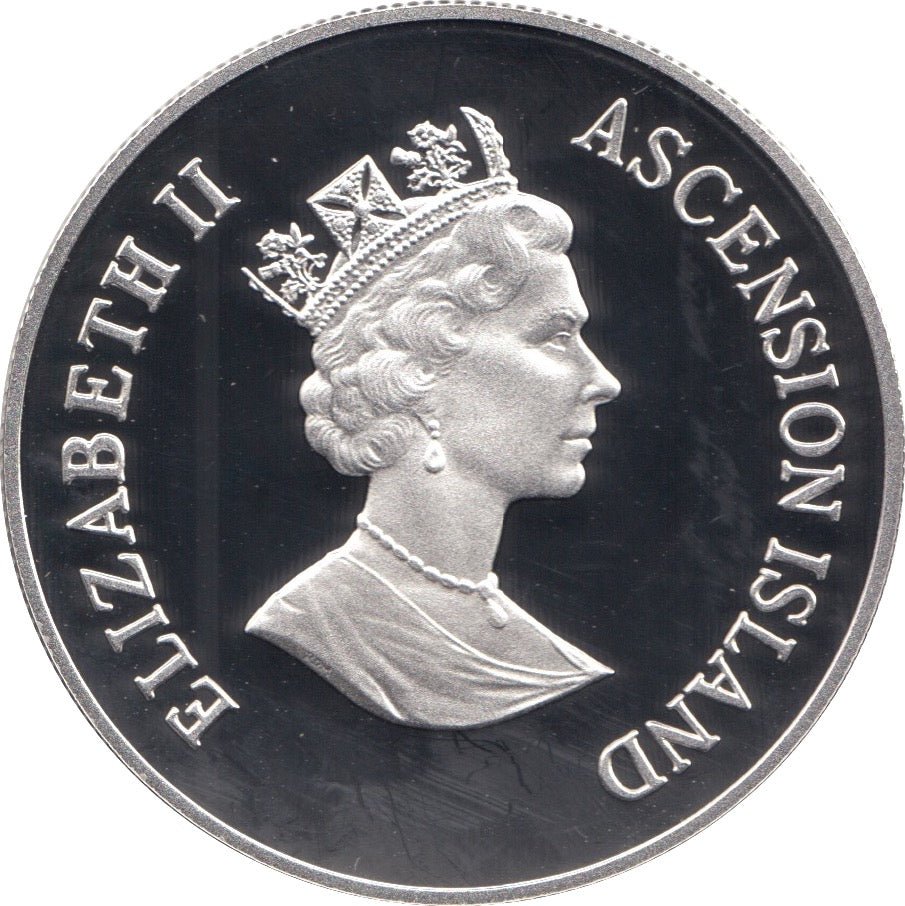 1995 SILVER PROOF 50 PENCE ASCENSION ISLANDS 925 SILVER (COA) REF 20 - SILVER PROOF COMMEMORATIVE - Cambridgeshire Coins