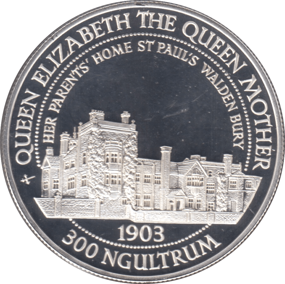 1995 SILVER PROOF QUEEN MOTHER 300 NGULTRUM BHUTAN .925 SILVER - SILVER WORLD COINS - Cambridgeshire Coins