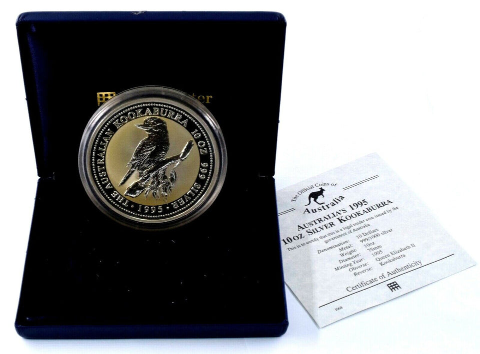 1995 Westminster Ten Ounce .999 Silver Kookaburra Ten Dollar Coin Boxed + COA - Cambridgeshire Coins