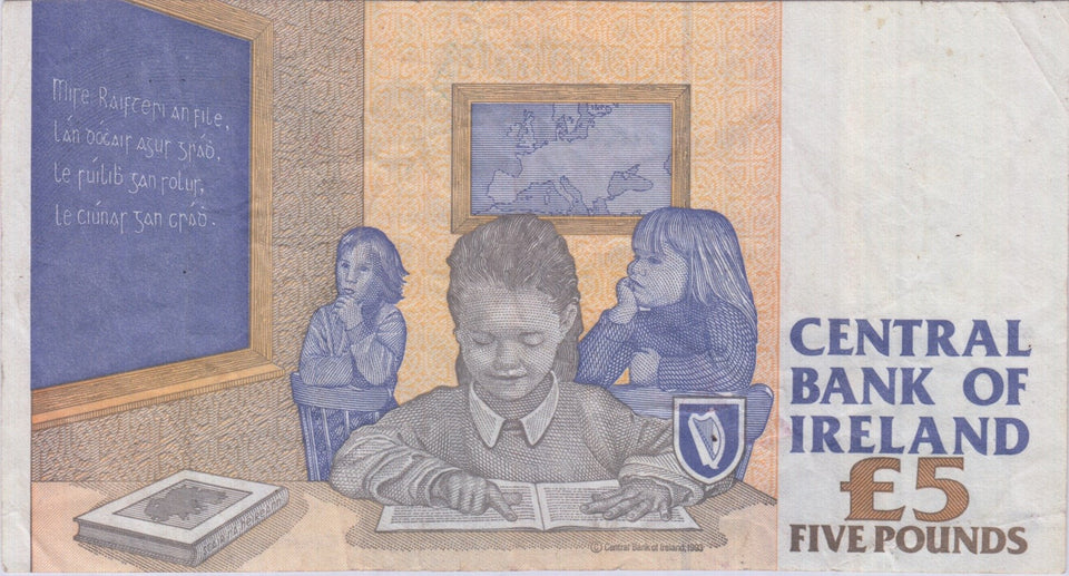 1996 £5 CENTRAL BANK OF IRELAND BANKNOTE REF 1439 - Irish Banknotes - Cambridgeshire Coins