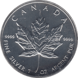 1996 FINE SILVER MAPLE 5 DOLLAR CANADA - SILVER WORLD COINS - Cambridgeshire Coins