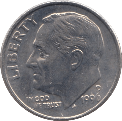 1996 ONE DIME USA - SILVER WORLD COINS - Cambridgeshire Coins