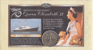 1996 QUEEN ELIZABETH 70TH BIRTHDAY CROWN COIN COVER SIGNED BY COMMODORE A.J.C MORROW REF CC59 - coin covers - Cambridgeshire Coins